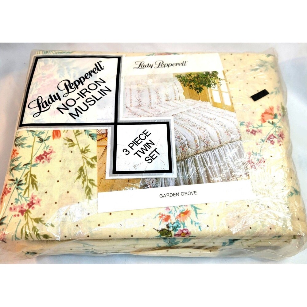 Vintage Lady Pepperell 3 Piece Twin Set Sheet Garden Grove Pattern No Iron NEW